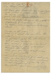 Moe Howard Handwritten Jokes, Circa 1940 With 1 Joke About Hitler -- Four Pages on Two Sheets of Chicago Hotel Stationery Measure 7.25'' x 10.5'' -- Folds & Orange Crayon to 1 Page, Overall Very Good